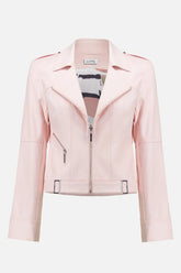 Faux Suede Fitted Jacket w/ Decorative Buckles