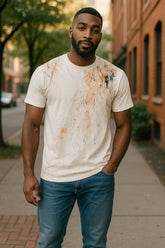 672CP White-Orange Hand Painted Tee