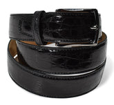 BG01 Glazed Genuine Crocodile Belt Black