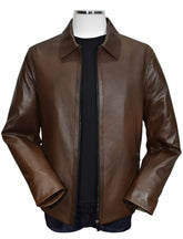 J231 Chocolate Chain Link Leather Coat