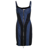 2 Tone Denim Zip Dress