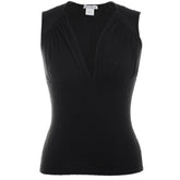 Mesh Knit Combo V-Neck Sleeveless Knit Top