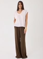 Stretch Linen Sleeveless Scoopneck