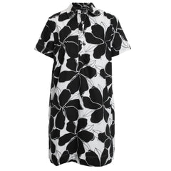 Short Sleeve Button Up Polo Collar Dress w/ Lining