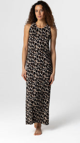 Organic Cotton Stretch Rib Leopard Tank Maxi Dress