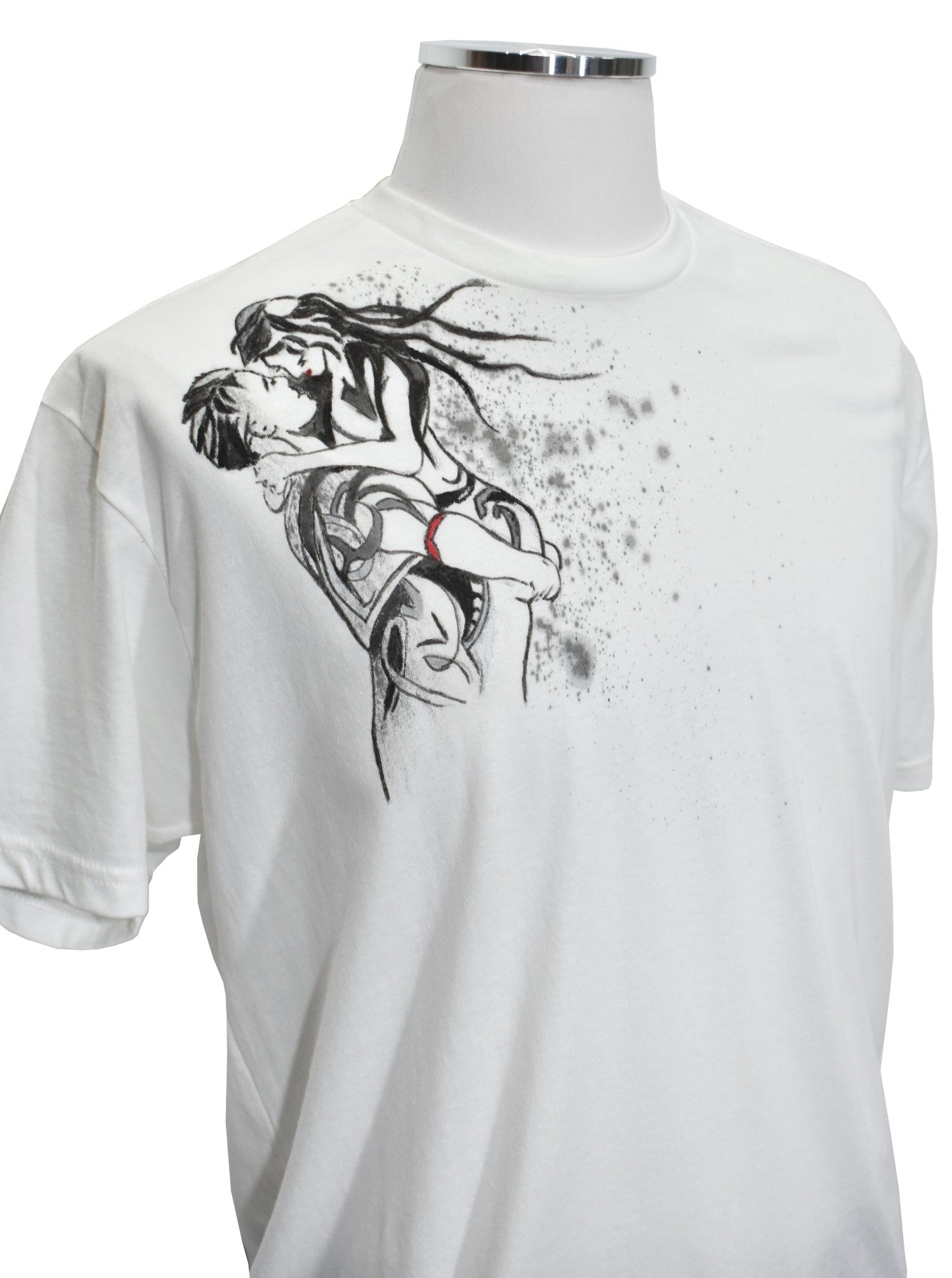 670 White Tee Couple Embrace