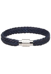 AB001 Navy Braided Leather Bracelet