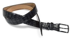 B04 Marcello Charcoal Men's Leather Embossed Croc Belt