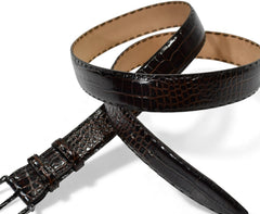 B04 Marcello Chocolate Men's Leather Embossed Croc Belt