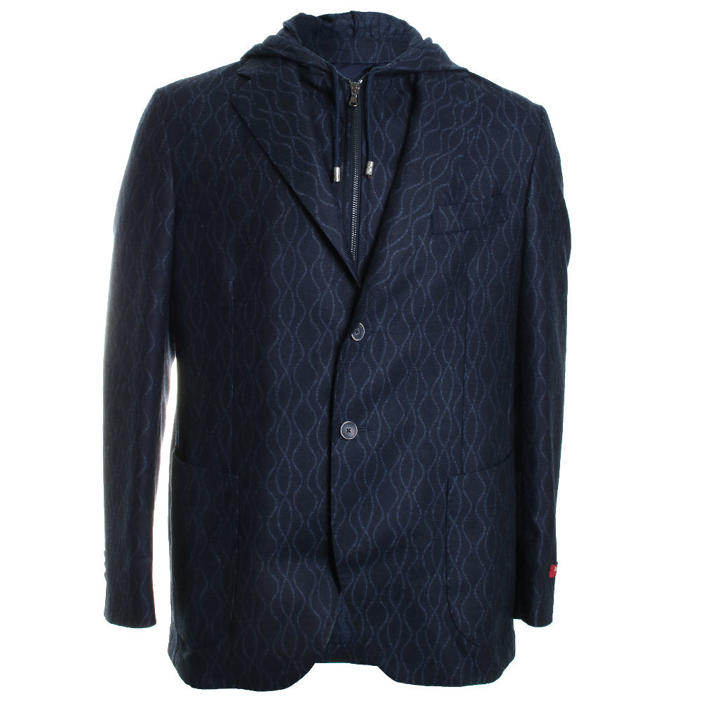 Navy Zip Out Hoodie Sport Coat