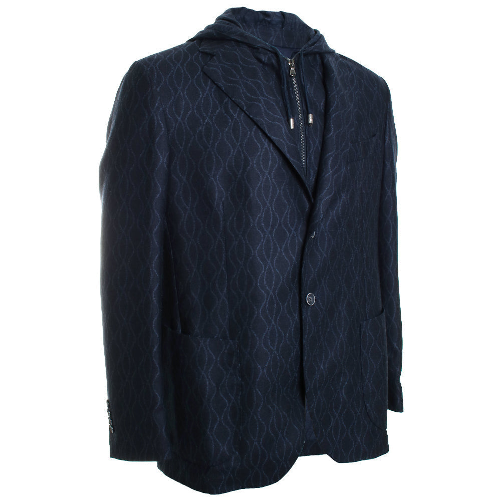 Navy Zip Out Hoodie Sport Coat