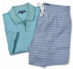 Micro Geometric Swim & Teal Polo