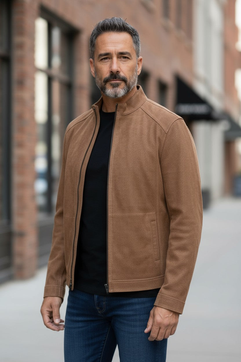 J227 Whiskey Reversible Suede/Leather Amalfi Coat