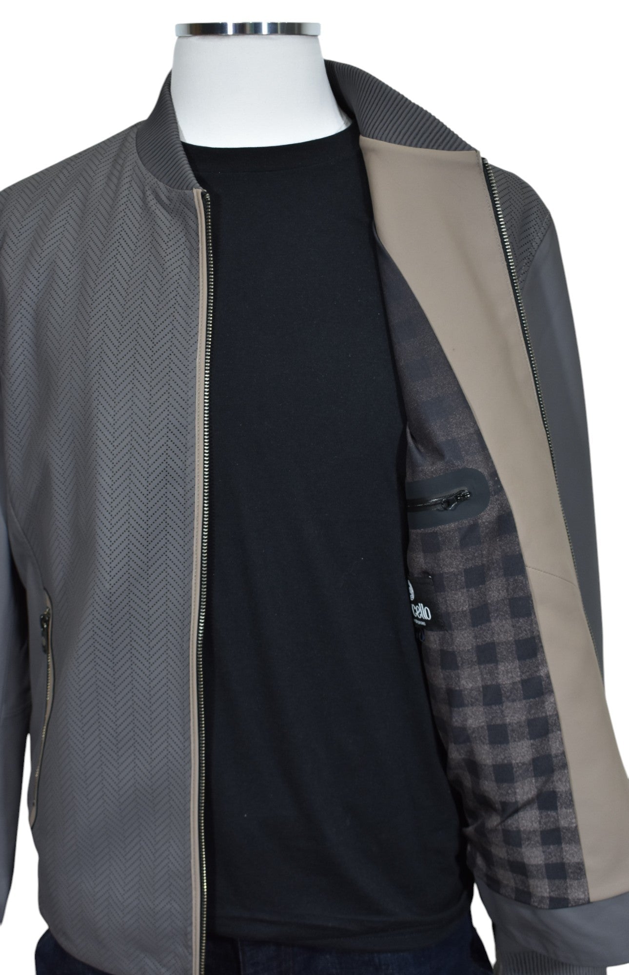 J228 Perforated Chevron Leather Coat