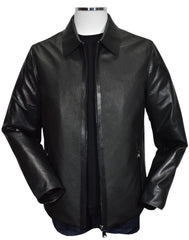 J231 Black Chain Link Leather Coat
