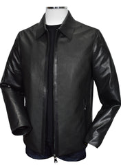 J231 Black Chain Link Leather Coat