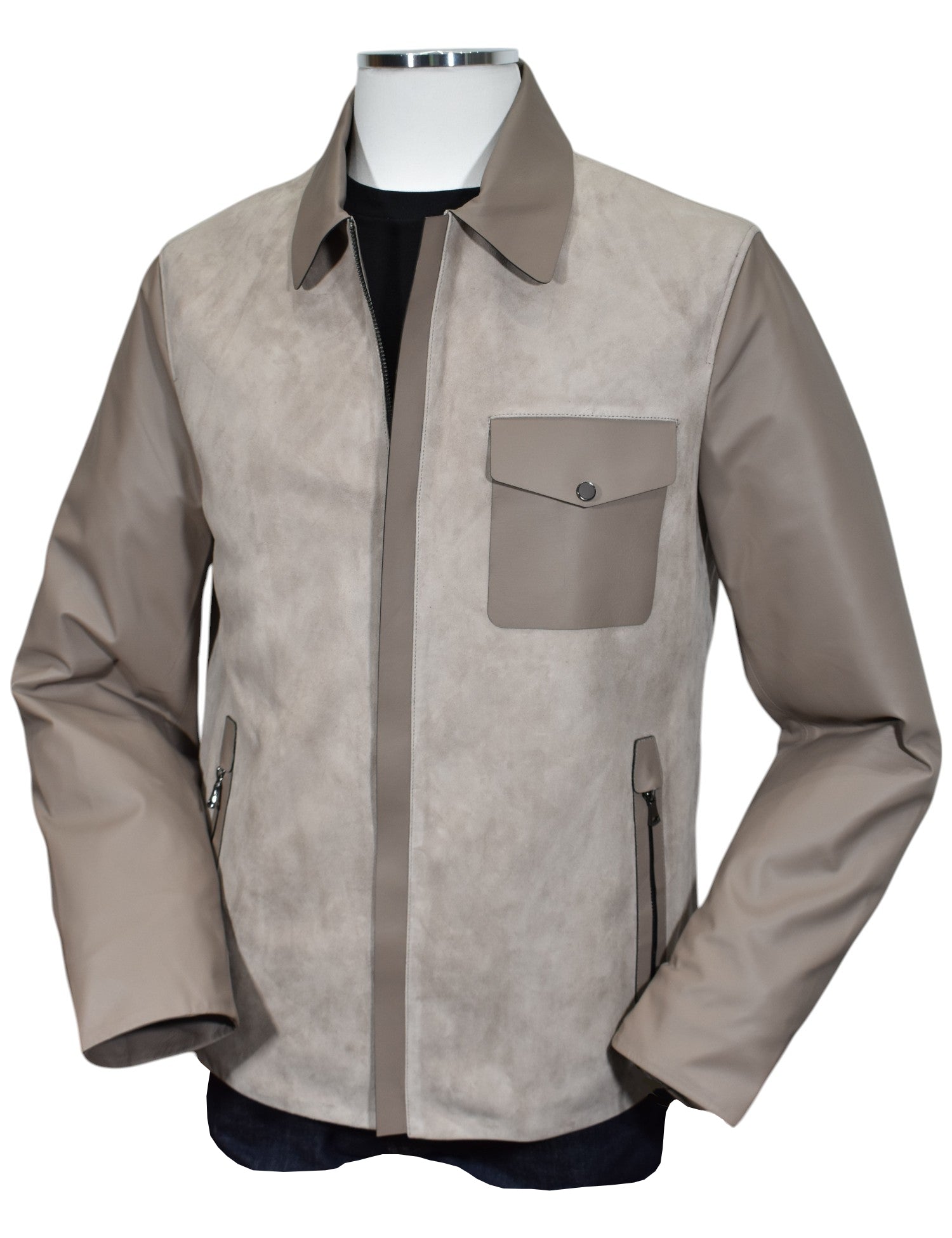 J235 Suede & Leather Engineered Coat