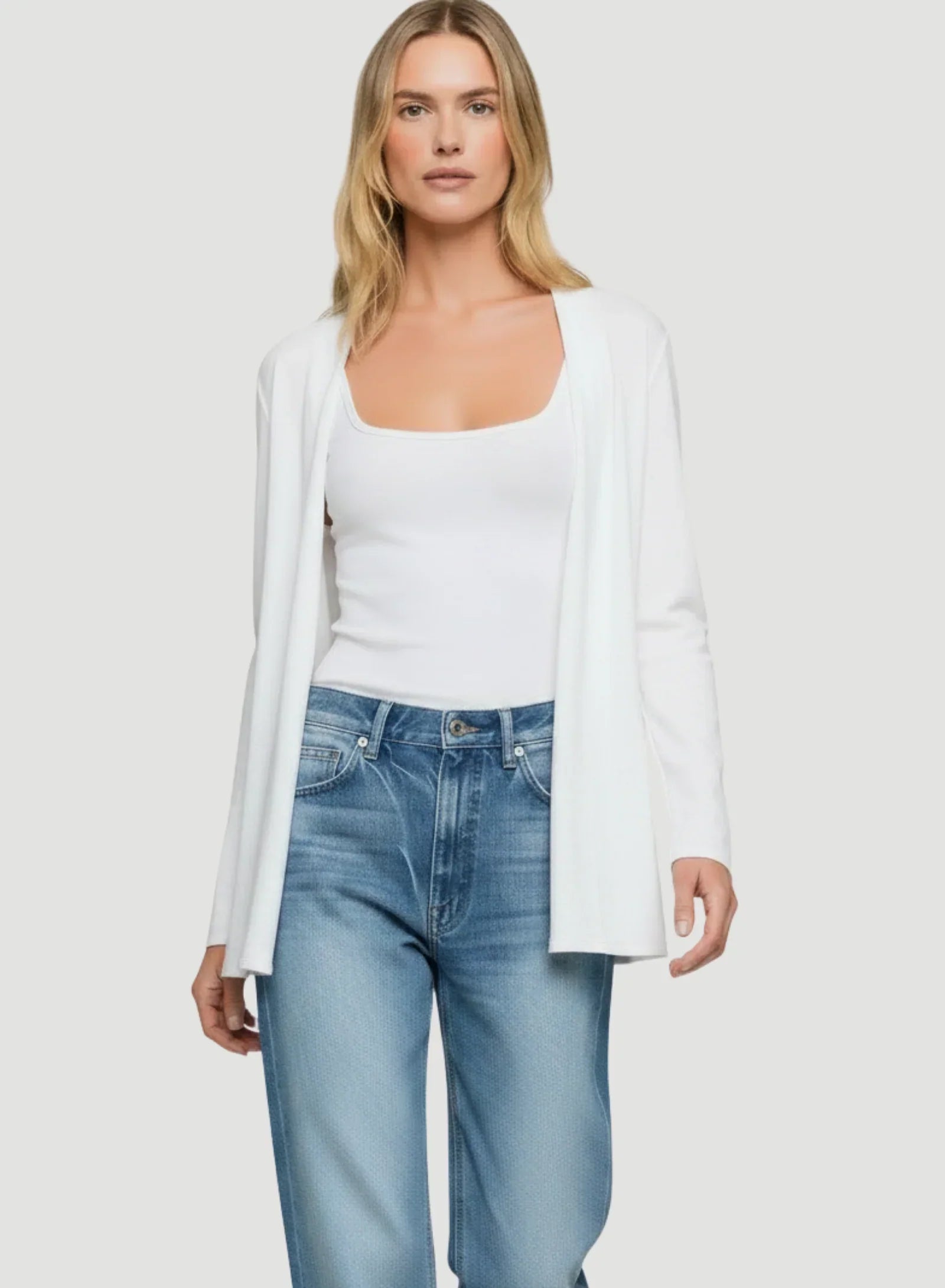 Stretch Linen Open Cardigan