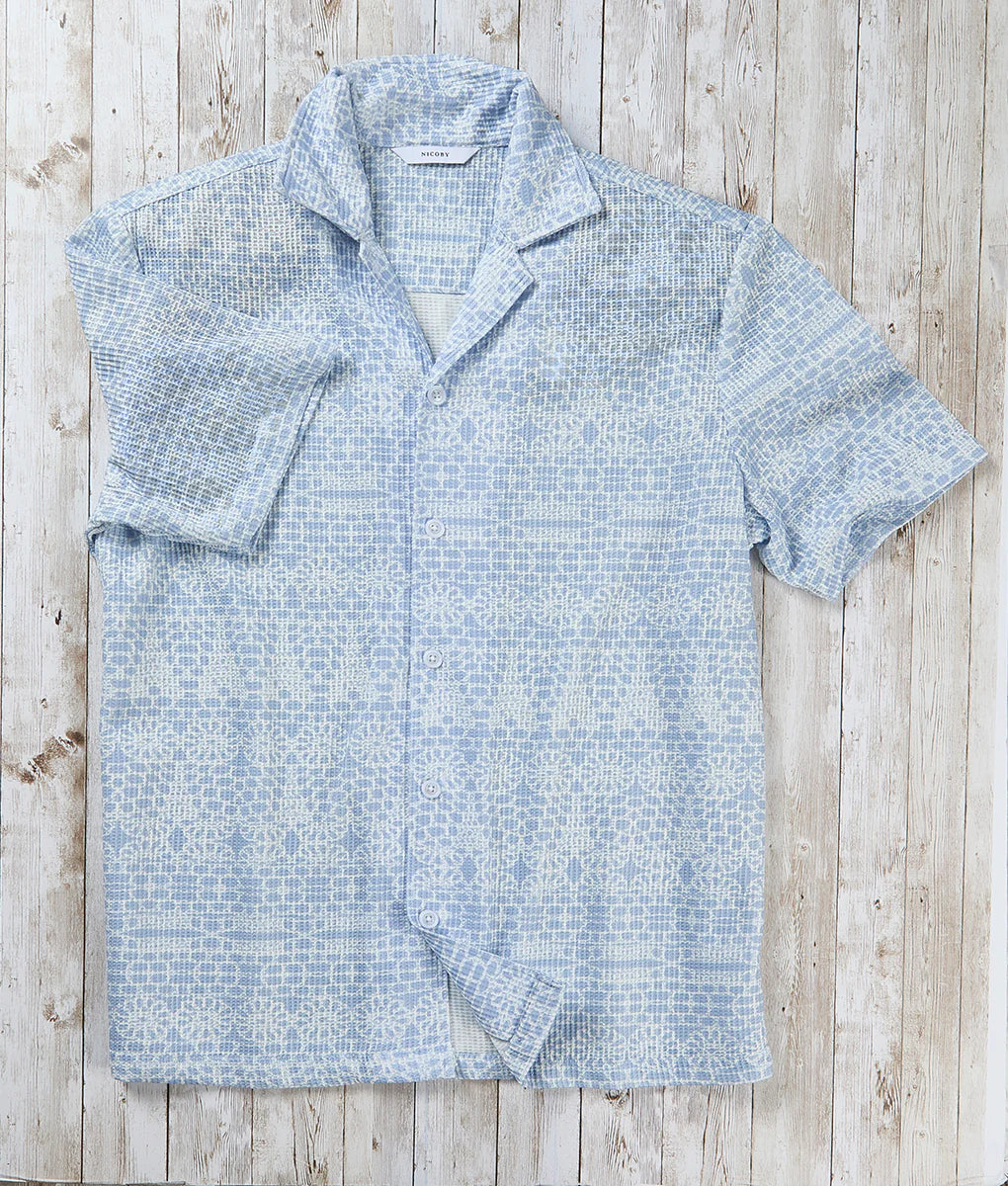 NI49426 Texture Big Print Camp Shirt