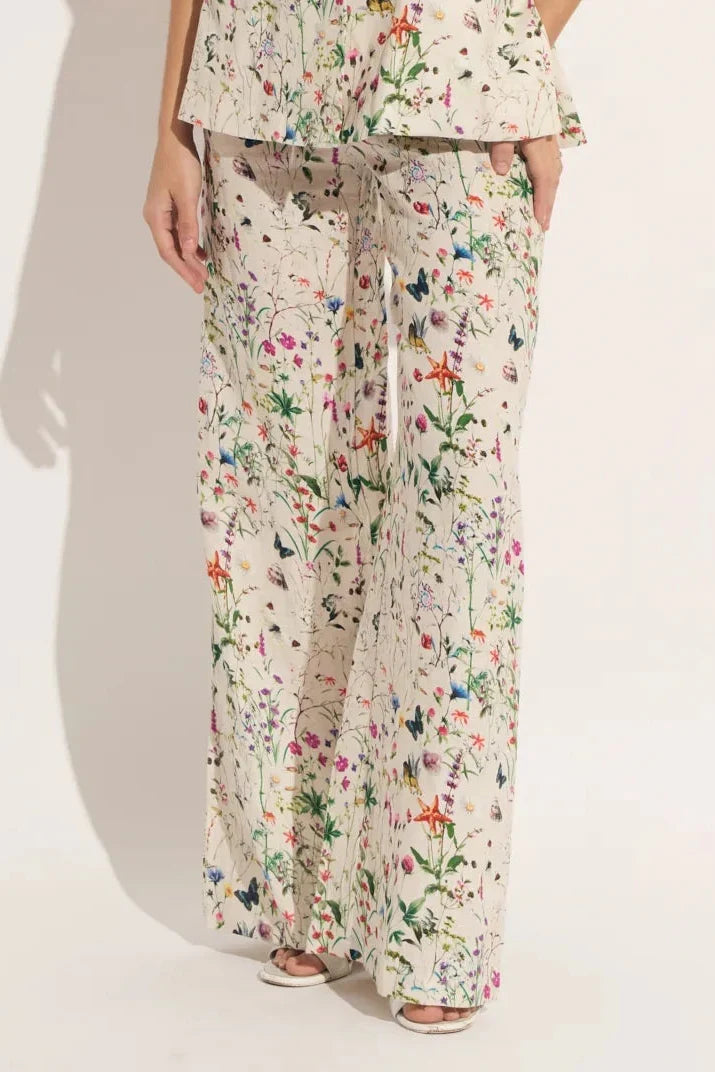 Lion Seashell Wide Leg Viscose Linen Pants