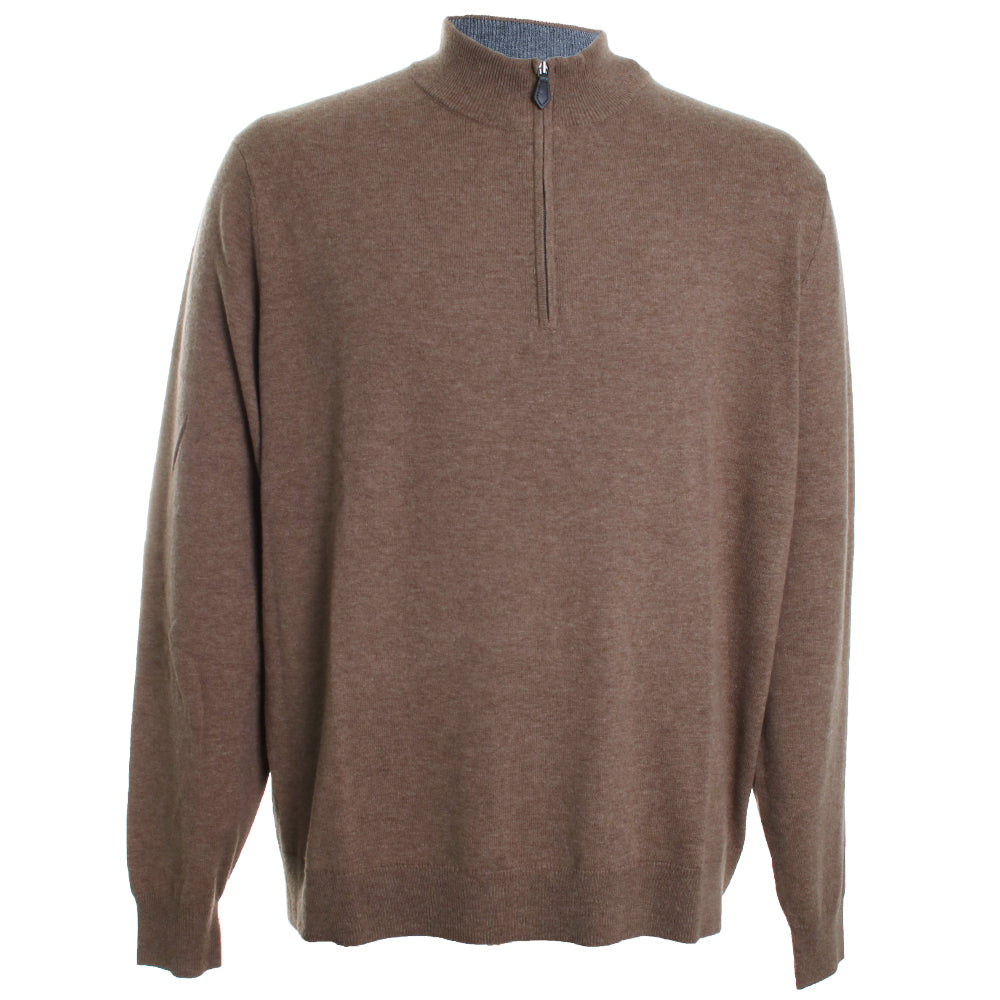 Merino Wool Mock Neck Quarter Zip Sweater