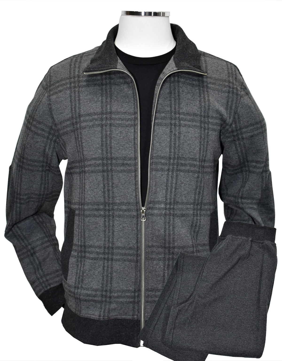 ZM1264 Charcoal Plaid Leisure Set