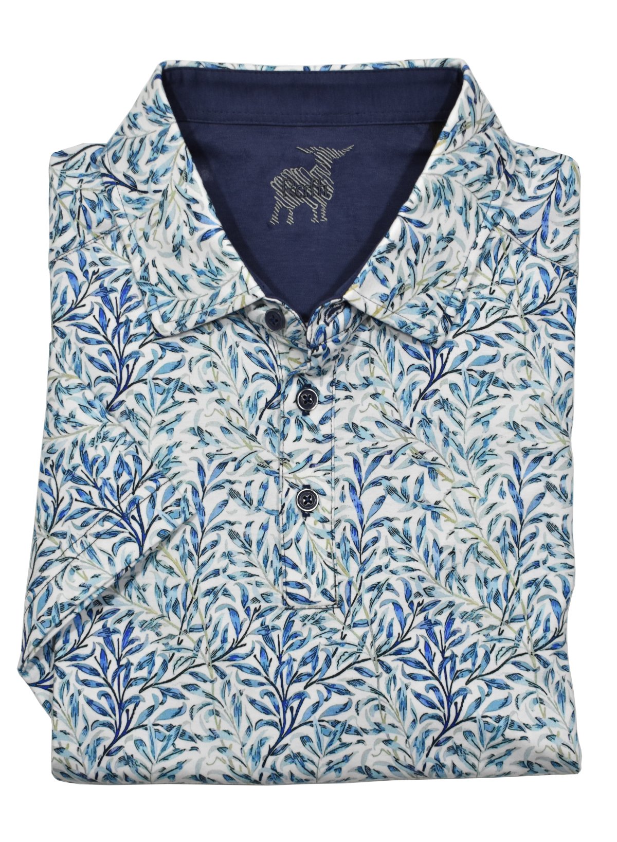 ZR24146 Raffi Indigo Floral Polo
