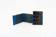 ZT52906 Italian Embossed Croc Chocolate-Teal