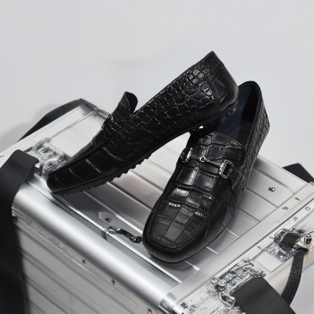 S133 Black Gator Slip On