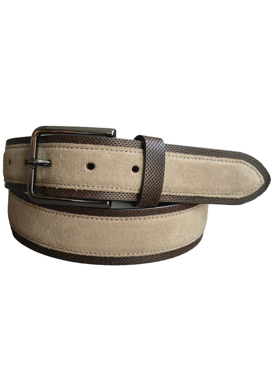 B17 Marcello Men's Perforated Leather and Suede Belt